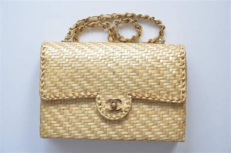 chanel straw purse